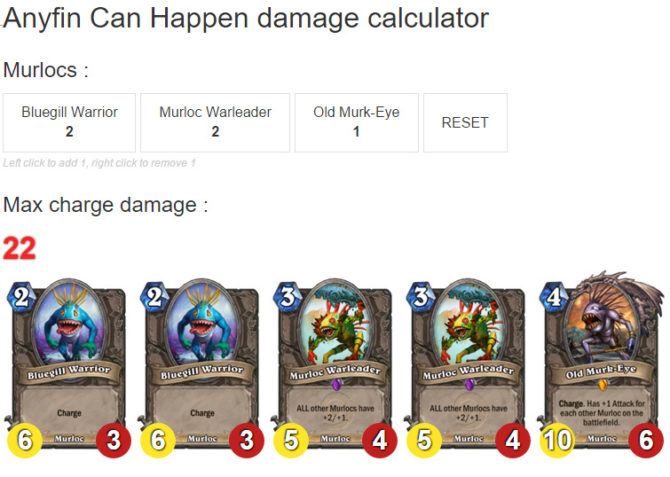 Paldin murlocs combo : calculateur de dégâts (Hearthstone)
